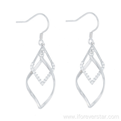 Earrings 925 Sterling Silver White Gold Rose Gold